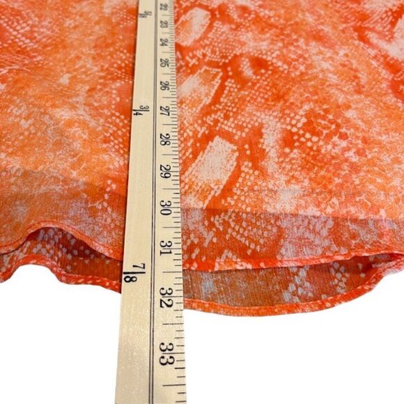 Judith March Women's Dress Orange Gauzy Snakeskin Print White Lined Size Small - Picture 9 of 10